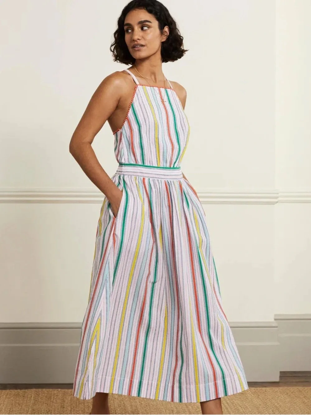 Boden Multicolor Stripe Midi Dress